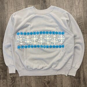 Vintage 80s Cataloochee Ski Winter Snowflakes Raglan Sweatshirt